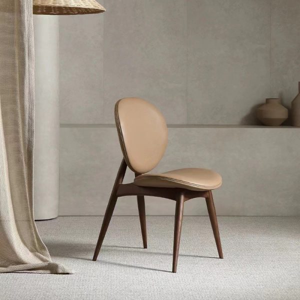 Contemporary Scandinavian Round Square Wood Veneer Dining Chair Backrest For Dining Room - Image 11