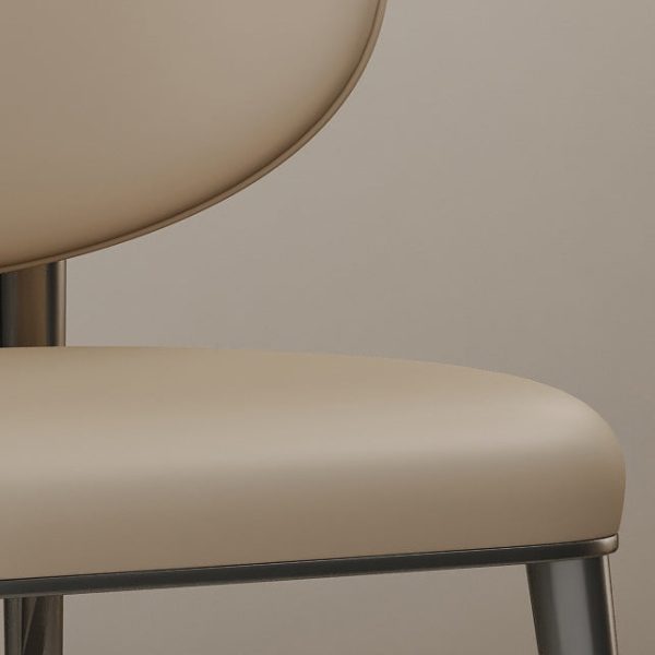 Modern Minimalist Curved Round Leather Steel Dining Chair Backrest For Dining Room - Image 6