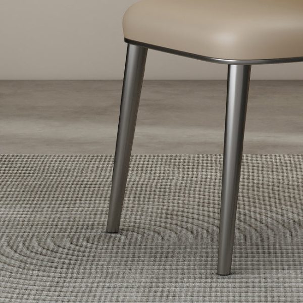 Modern Minimalist Curved Round Leather Steel Dining Chair Backrest For Dining Room - Image 5