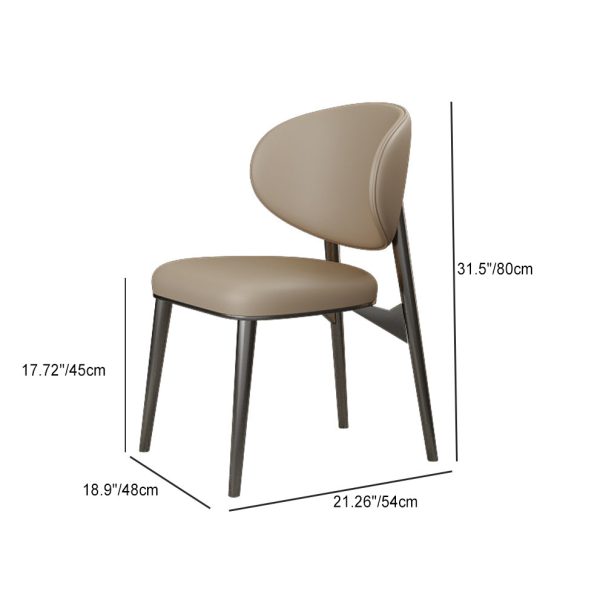 Modern Minimalist Curved Round Leather Steel Dining Chair Backrest For Dining Room - Image 4