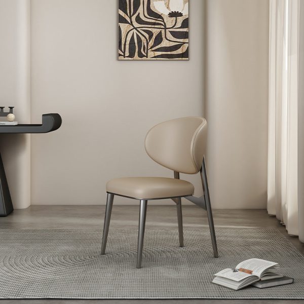 Modern Minimalist Curved Round Leather Steel Dining Chair Backrest For Dining Room - Image 8