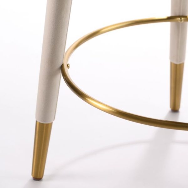 Contemporary Nordic Round Curved Metal Wood Fabric Bar Stool Backrest For Dining Room - Image 5