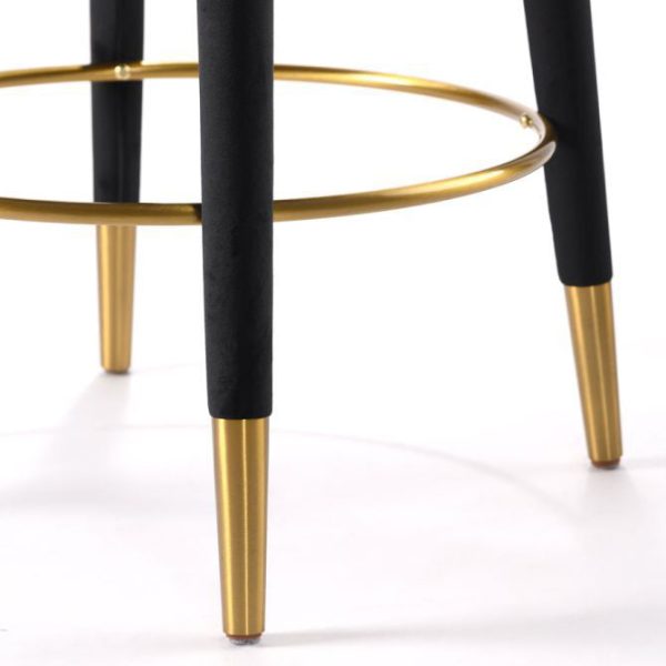 Contemporary Nordic Round Curved Metal Wood Fabric Bar Stool Backrest For Dining Room - Image 8