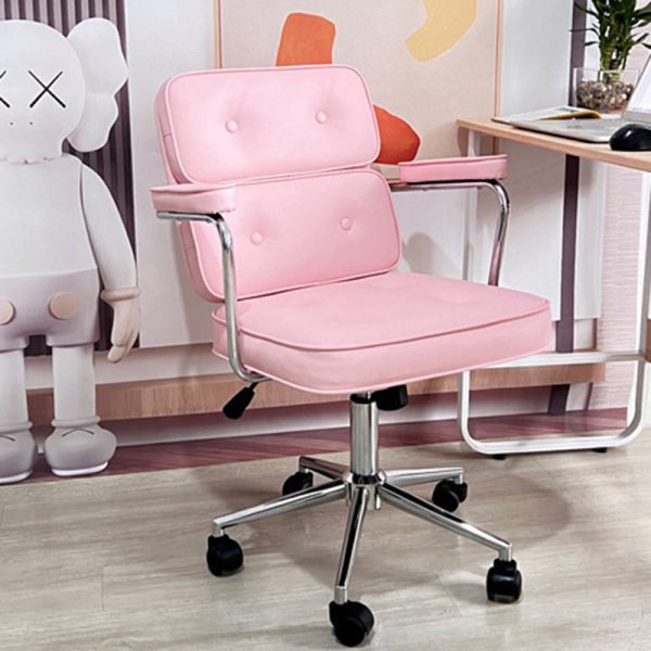 Modern Minimalist Lift Swivel Rectangular Square Metal Leather Desk Chair Backrest Armrest For Home Office - Image 17