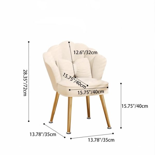 Modern Art Deco Petal Square Velvet Wood Vanity Stool Backrest Armrest For Bedroom - Image 4