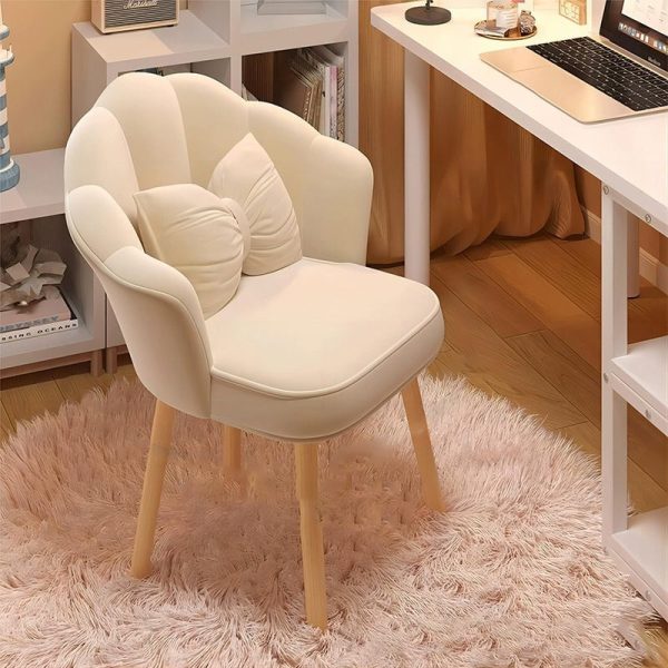 Modern Art Deco Petal Square Velvet Wood Vanity Stool Backrest Armrest For Bedroom - Image 14