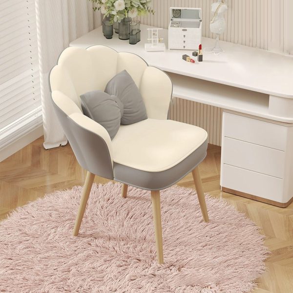 Modern Art Deco Petal Square Velvet Wood Vanity Stool Backrest Armrest For Bedroom - Image 9