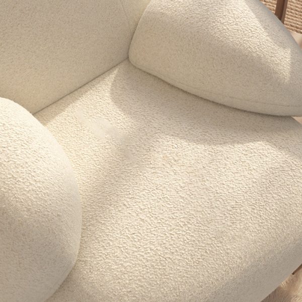 Modern Minimalist Bear Rectangle Curve Wood Lambswool Rocking Chair Accent Chair Backrest Armrest For Living Room - Image 6