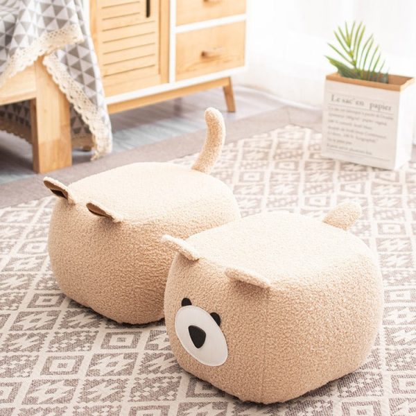 Contemporary Creative Cute Cartoon Kids Animal Oval Teddy Velvet Chair For Living Room - Image 3
