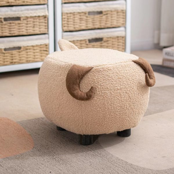 Contemporary Creative Cute Cartoon Kids Animal Oval Teddy Velvet Chair For Living Room - Image 11