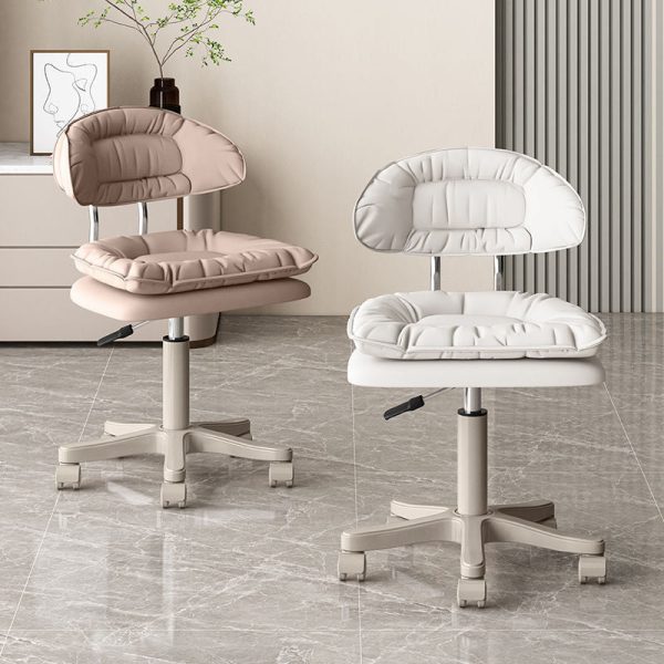 Modern Minimalist Movable Swivel Liftable Rectangle Square Metal PU Leather Nylon Cosmetic Chair Desk Chair Backrest For Home Office - Image 8