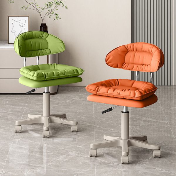 Modern Minimalist Movable Swivel Liftable Rectangle Square Metal PU Leather Nylon Cosmetic Chair Desk Chair Backrest For Home Office - Image 2