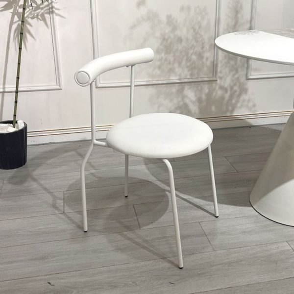 Modern Mid-Century Round Curve Carbon Steel Leather Dining Chair Backrest For Dining Room - Image 14