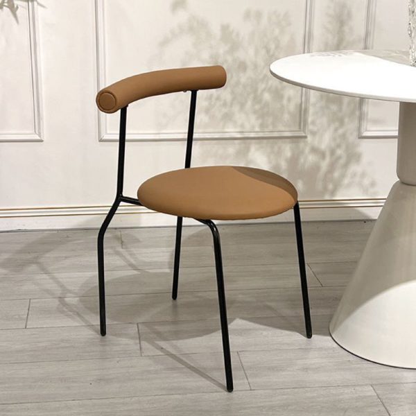 Modern Mid-Century Round Curve Carbon Steel Leather Dining Chair Backrest For Dining Room - Image 21