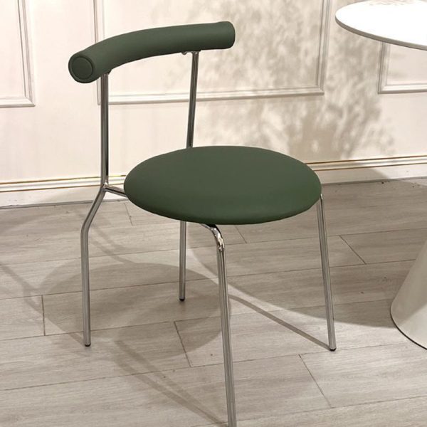 Modern Mid-Century Round Curve Carbon Steel Leather Dining Chair Backrest For Dining Room - Image 24