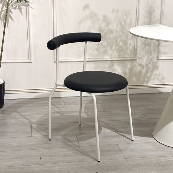 Modern Mid-Century Round Curve Carbon Steel Leather Dining Chair Backrest For Dining Room - Image 15