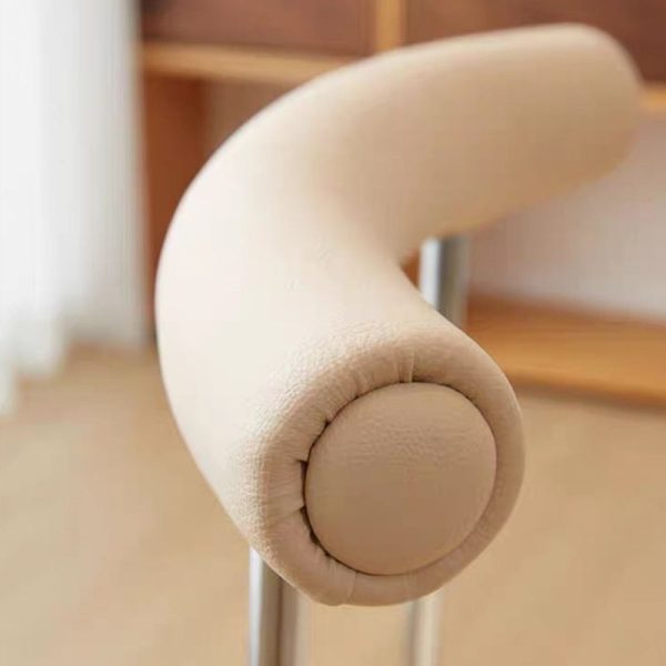 Modern Mid-Century Round Curve Carbon Steel Leather Dining Chair Backrest For Dining Room - Image 6