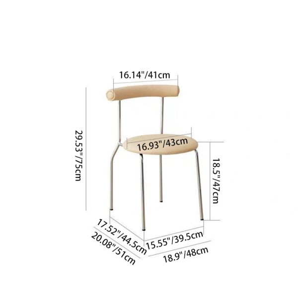 Modern Mid-Century Round Curve Carbon Steel Leather Dining Chair Backrest For Dining Room - Image 4