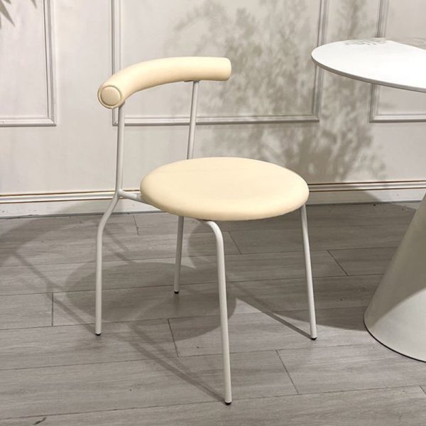 Modern Mid-Century Round Curve Carbon Steel Leather Dining Chair Backrest For Dining Room - Image 16