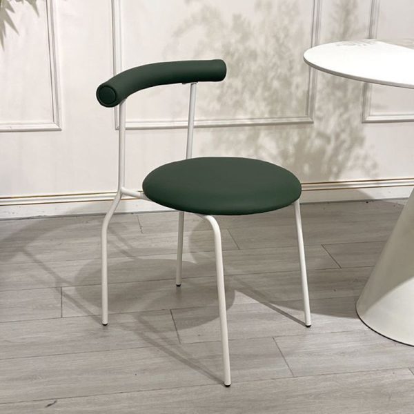 Modern Mid-Century Round Curve Carbon Steel Leather Dining Chair Backrest For Dining Room - Image 18