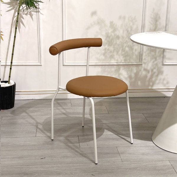 Modern Mid-Century Round Curve Carbon Steel Leather Dining Chair Backrest For Dining Room - Image 19