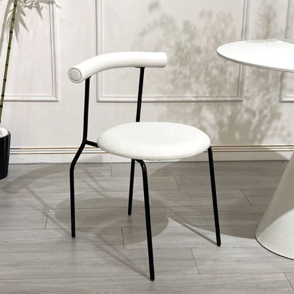 Modern Mid-Century Round Curve Carbon Steel Leather Dining Chair Backrest For Dining Room - Image 20