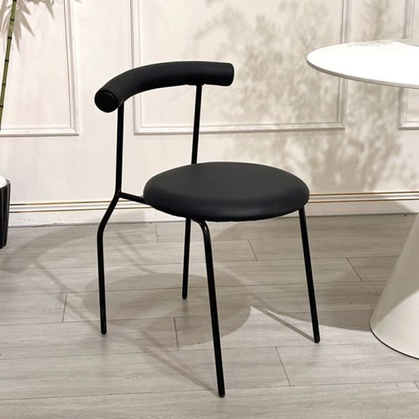 Modern Mid-Century Round Curve Carbon Steel Leather Dining Chair Backrest For Dining Room - Image 17