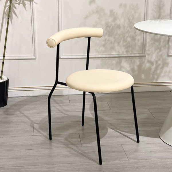 Modern Mid-Century Round Curve Carbon Steel Leather Dining Chair Backrest For Dining Room - Image 26