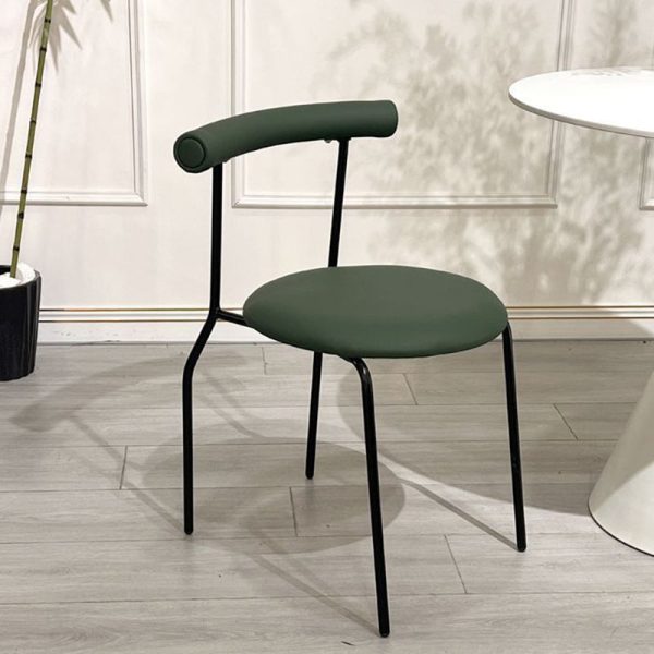 Modern Mid-Century Round Curve Carbon Steel Leather Dining Chair Backrest For Dining Room - Image 27