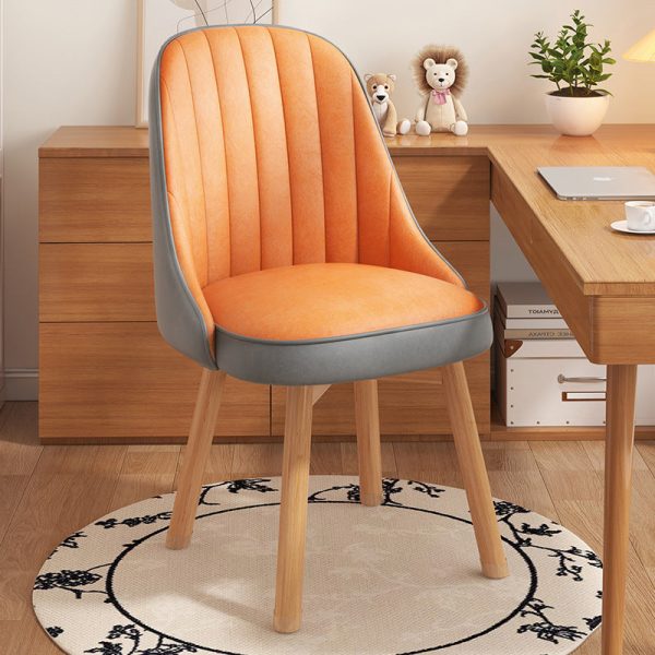 Modern Minimalist Square Curve Wood Fabric Leather Desk Chair Backrest For Home Office - Image 2