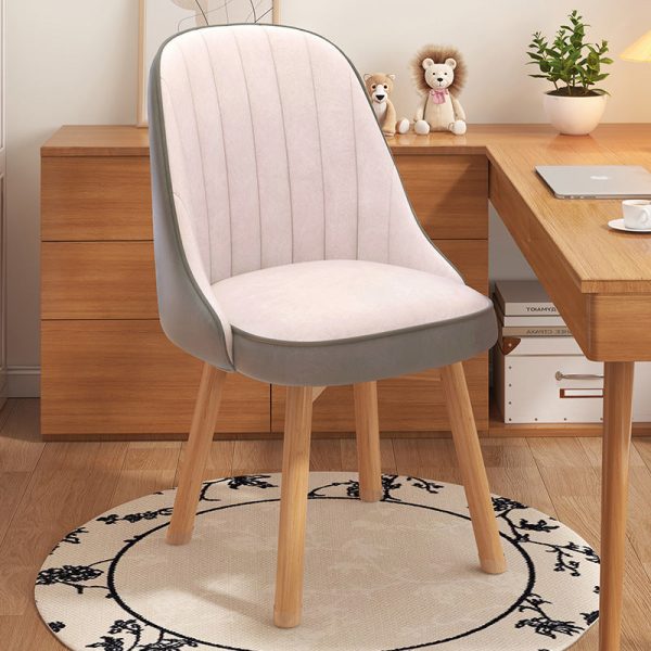 Modern Minimalist Square Curve Wood Fabric Leather Desk Chair Backrest For Home Office - Image 9