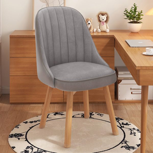 Modern Minimalist Square Curve Wood Fabric Leather Desk Chair Backrest For Home Office - Image 10