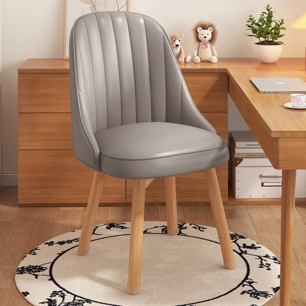 Modern Minimalist Square Curve Wood Fabric Leather Desk Chair Backrest For Home Office - Image 19