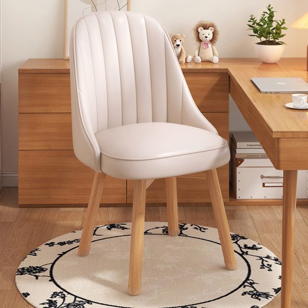 Modern Minimalist Square Curve Wood Fabric Leather Desk Chair Backrest For Home Office - Image 21