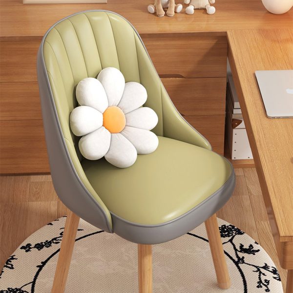 Modern Minimalist Square Curve Wood Fabric Leather Desk Chair Backrest For Home Office - Image 7