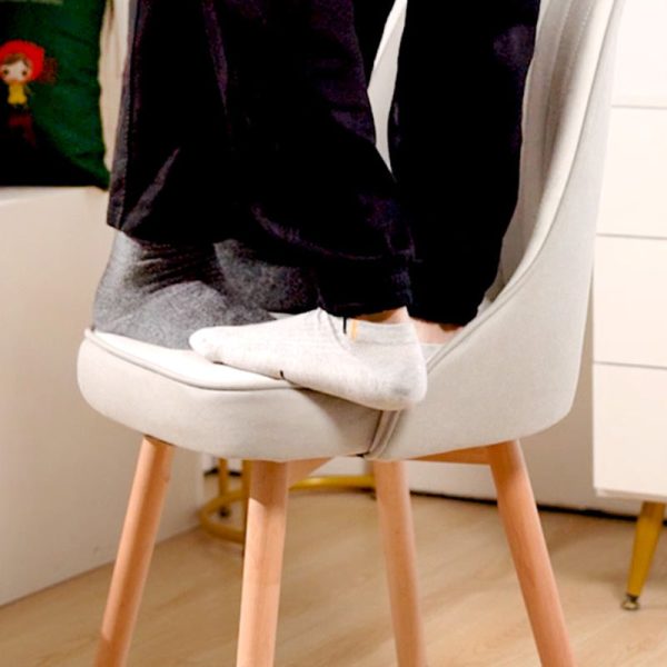 Modern Minimalist Square Curve Wood Fabric Leather Desk Chair Backrest For Home Office - Image 5