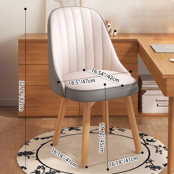 Modern Minimalist Square Curve Wood Fabric Leather Desk Chair Backrest For Home Office - Image 8