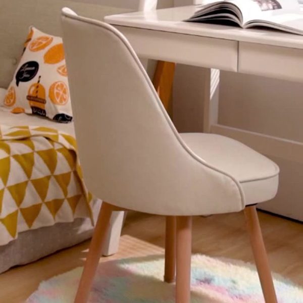 Modern Minimalist Square Curve Wood Fabric Leather Desk Chair Backrest For Home Office - Image 4