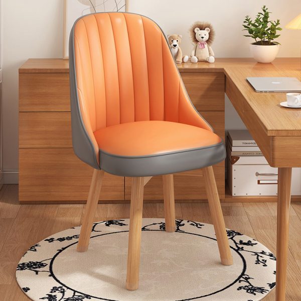 Modern Minimalist Square Curve Wood Fabric Leather Desk Chair Backrest For Home Office - Image 17