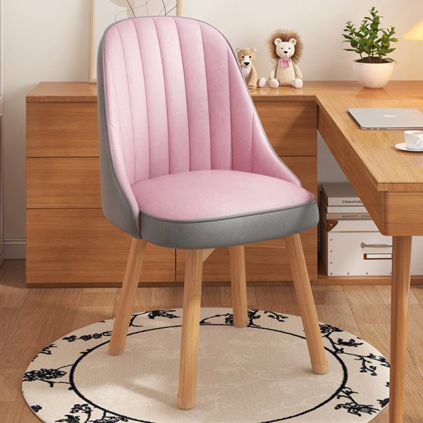 Modern Minimalist Square Curve Wood Fabric Leather Desk Chair Backrest For Home Office - Image 12