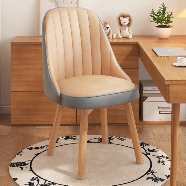 Modern Minimalist Square Curve Wood Fabric Leather Desk Chair Backrest For Home Office - Image 13