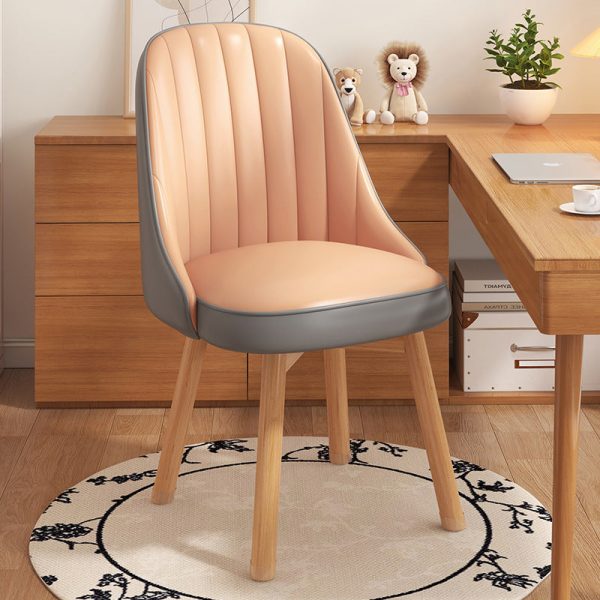 Modern Minimalist Square Curve Wood Fabric Leather Desk Chair Backrest For Home Office - Image 18