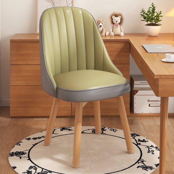Modern Minimalist Square Curve Wood Fabric Leather Desk Chair Backrest For Home Office - Image 20