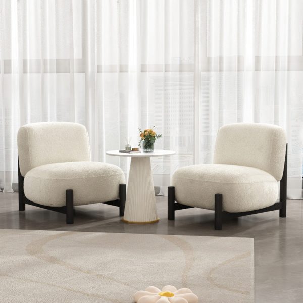 Modern Minimalist Cream Square Metal Velvet Lounge Chair Backrest For Living Room