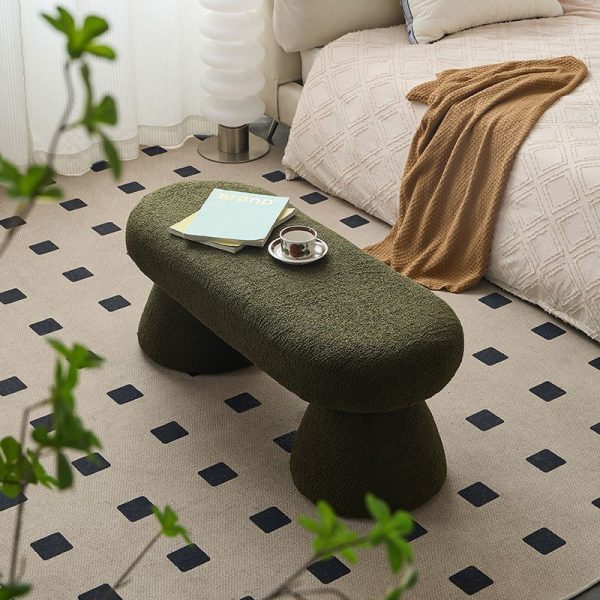 Contemporary Nordic Rectangle Wood Fabric Bench Chair For Bedroom - Image 9