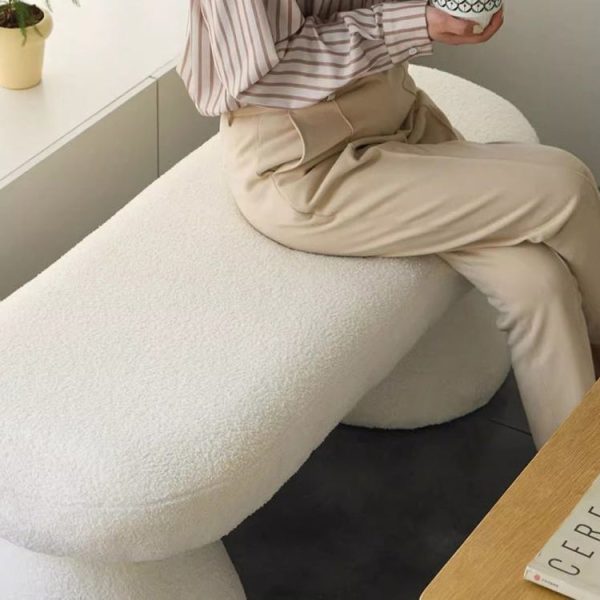Contemporary Nordic Rectangle Wood Fabric Bench Chair For Bedroom - Image 8