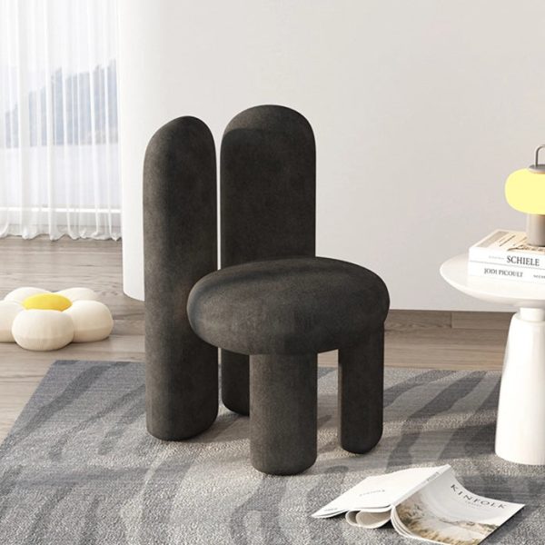 Contemporary Creative Rabbit Ears Round Cylinder Metal Lambswool Vanity Stool Backrest For Bedroom - Image 11