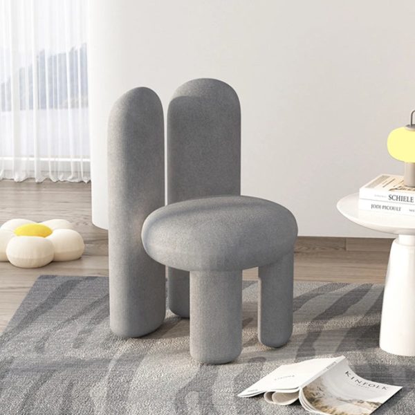 Contemporary Creative Rabbit Ears Round Cylinder Metal Lambswool Vanity Stool Backrest For Bedroom - Image 14