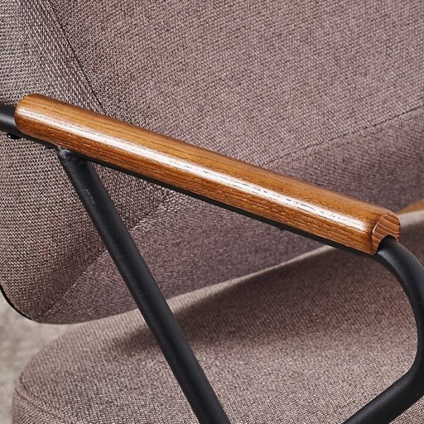 Contemporary Scandinavian Square Metal Leather Accent Chair Backrest Armrest For Living Room - Image 6