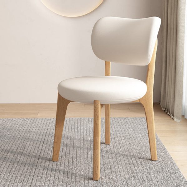 Contemporary Scandinavian Round Curve Oak Leather Dining Chair Backrest For Dining Room - Image 3